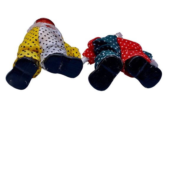 Vintage Clown Figurines Porcelain Head Hands Shoes Set Of 2 Bendable Polka Dot - Picture 9 of 10